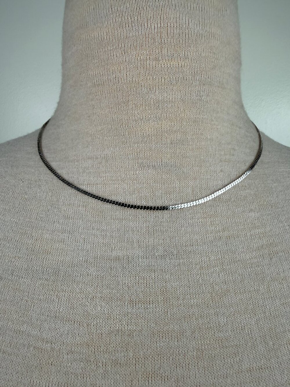 Vintage Merlite Silver Tone Herringbone Chain Necklace 18"